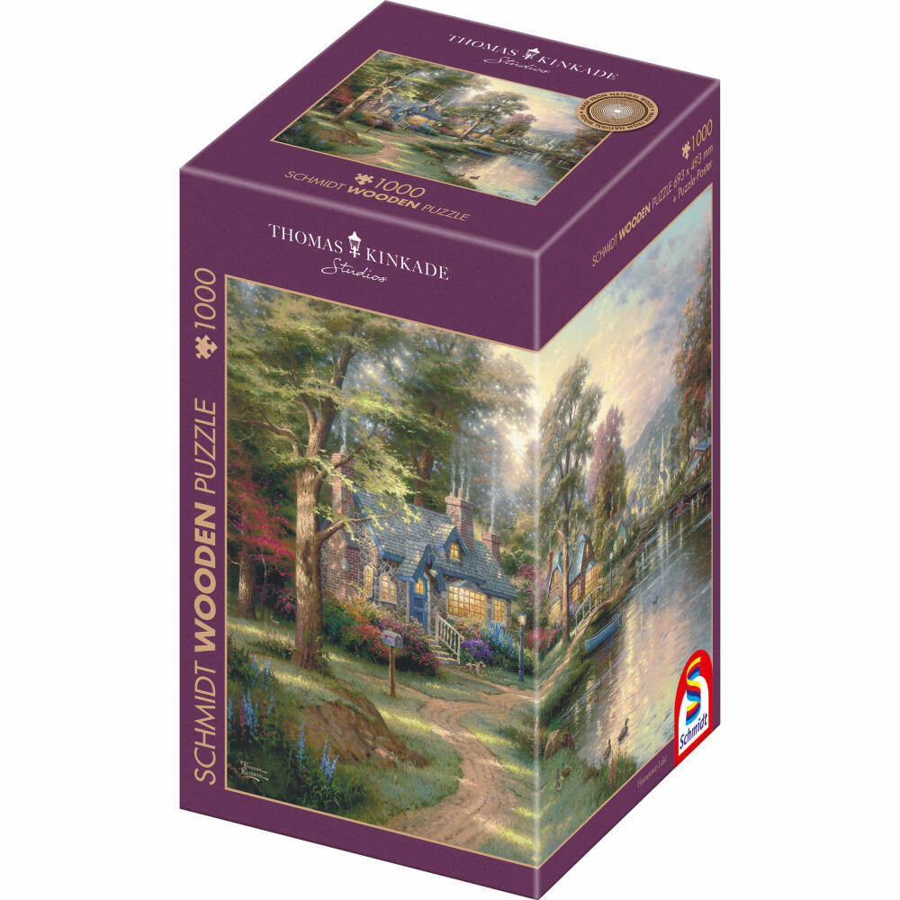Schmidt Spiele Puzzle Dorf am See, Thomas Kinkade, Holzpuzzle, Erwachsenenpuzzle, 1000 Teile, 59800