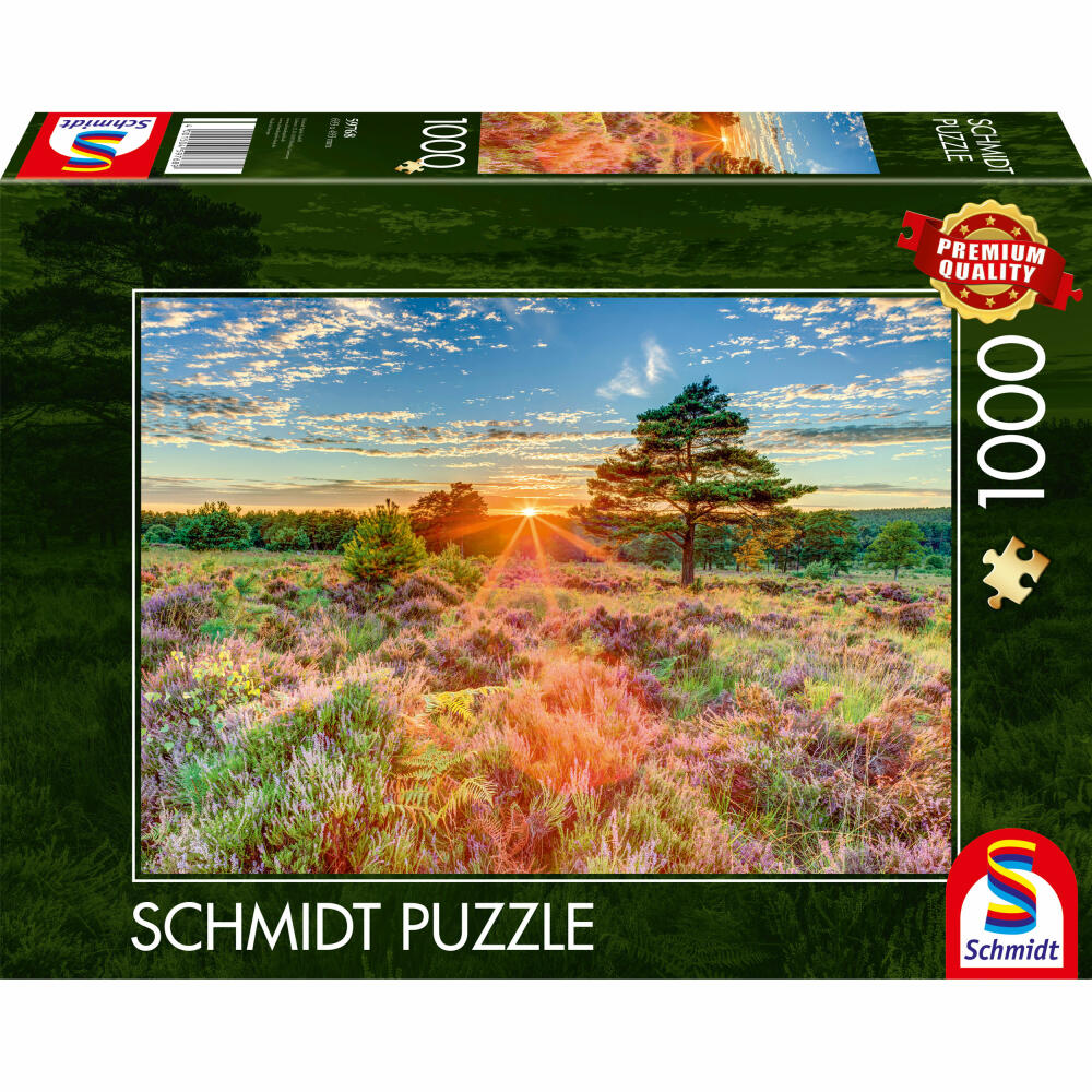 Schmidt Spiele Puzzle Heide im Sonnenuntergang, Erwachsenenpuzzle, Standard, 1000 Teile, 59768