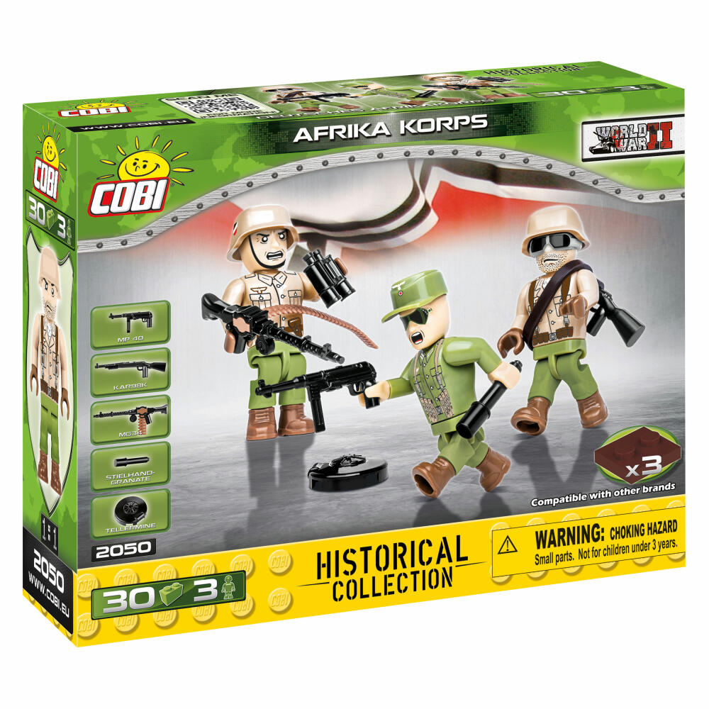 COBI toy figure set Afrika Korps, World War 2 Historical Collection, DAK, soldiers, interlocking bricks, 30 pieces, 2050