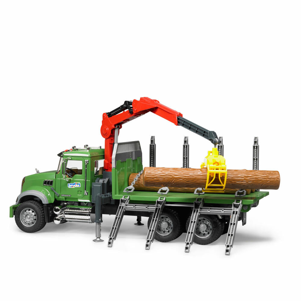 Bruder Forestry MACK Granite Timber Transport Truck, with Loading Crane, Grab, Model Vehicle, Model Vehicle, Toy, 02824