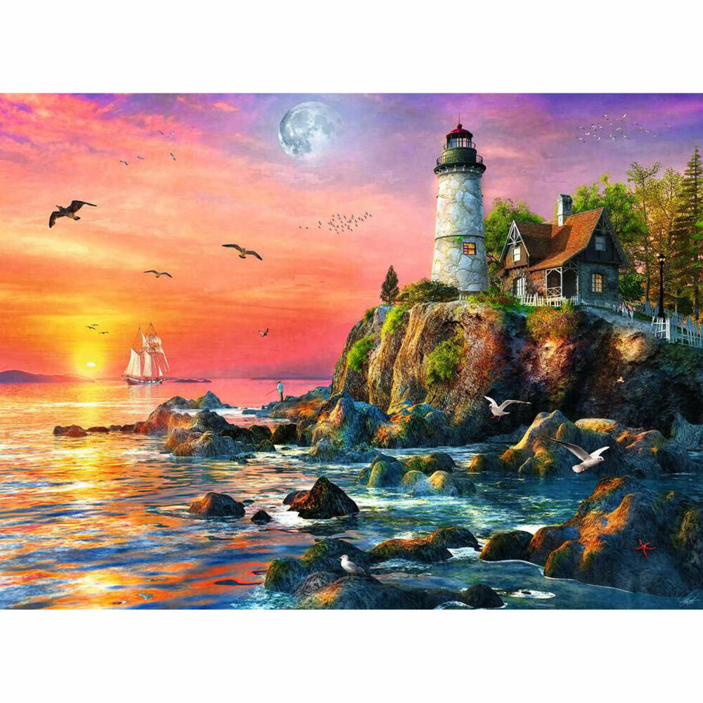 Ravensburger Puzzle Leuchtturm am Abend, Erwachsenenpuzzle, 500 Teile, 12000217