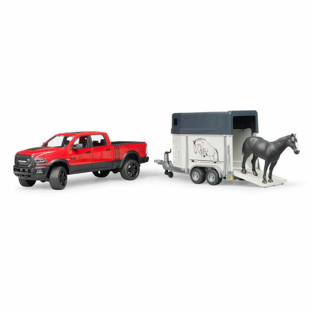 Bruder Freizeit RAM 2500 Power Wagon, mit Pferdeanhänger und Pferd, Pick Up Truck, Modellfahrzeug, Modell Fahrzeug, Spielzeug, 02501