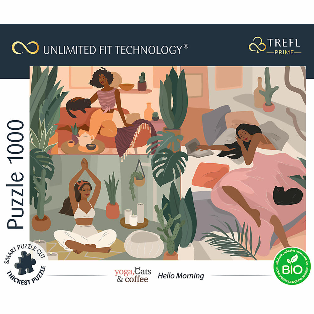 Trefl Puzzle UFT Yoga, Cats & Coffee: Hello Morning, 1000 pieces, 68.3 x 48 cm, 10694