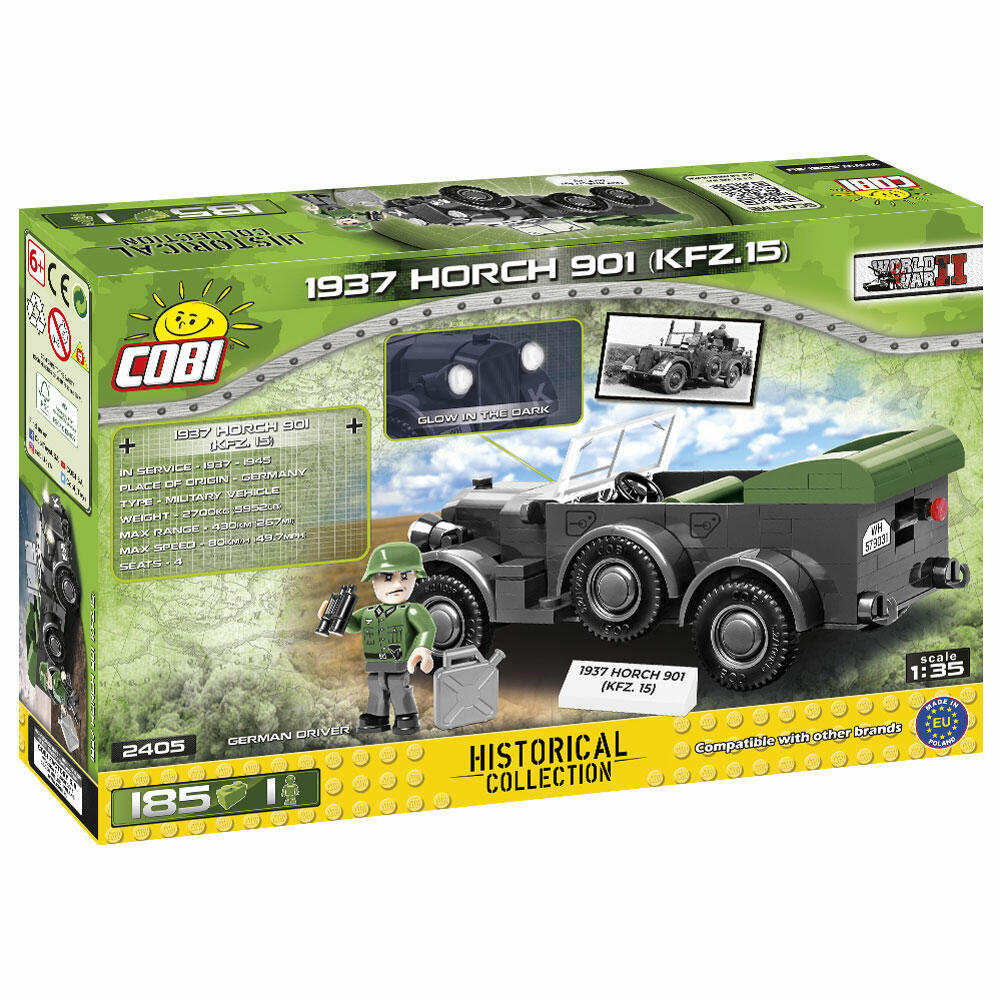 COBI World War 2 1937 Horch 901 (KFZ.15), Militärfahrzeug, Soldaten, Figuren, Spielzeug, Konstruktionsbausteine, Kunststoff, 185 Teile, 2405