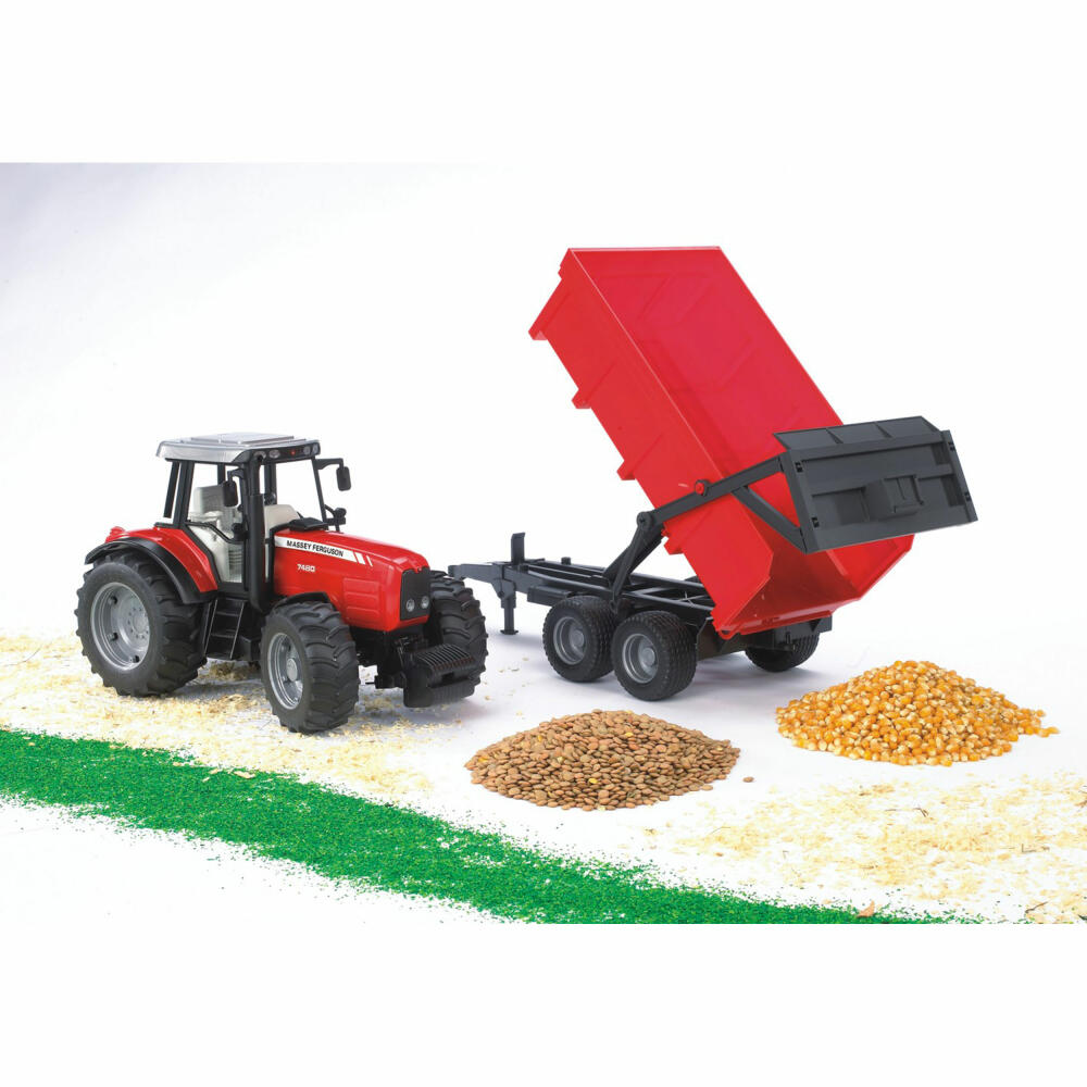 Bruder Agriculture Massey Ferguson 7480, with tipping trailer, tractor, model vehicle, model vehicle, toy, 02045