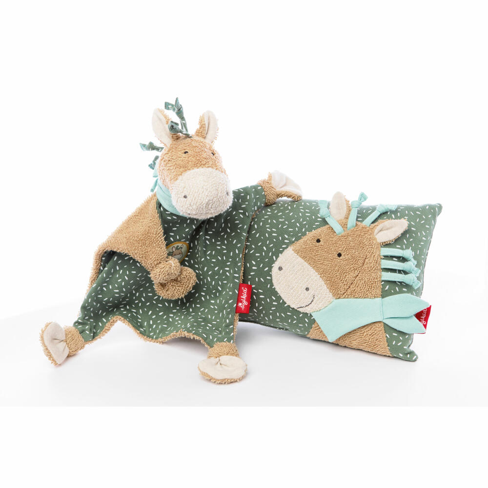 sigikid comfort blanket Pony Wiwi Wiah Tiny Tissues, comfort blanket, cuddly towel, baby towel, cotton, green, 26 cm, 39825