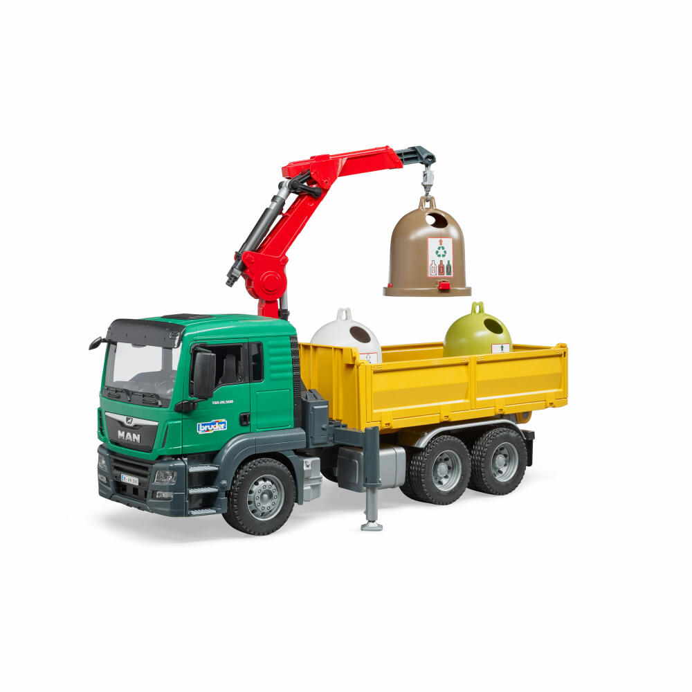 Bruder MAN TGS crane truck, with waste glass containers, model vehicle, model vehicle, toy, 3753