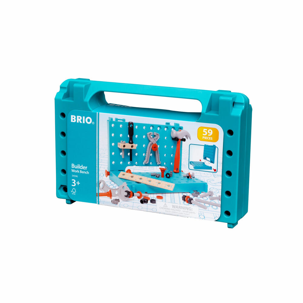 BRIO Builder Workbench Case, 59 pcs., Tool Case, Tools, Toy, Wood, 63459600