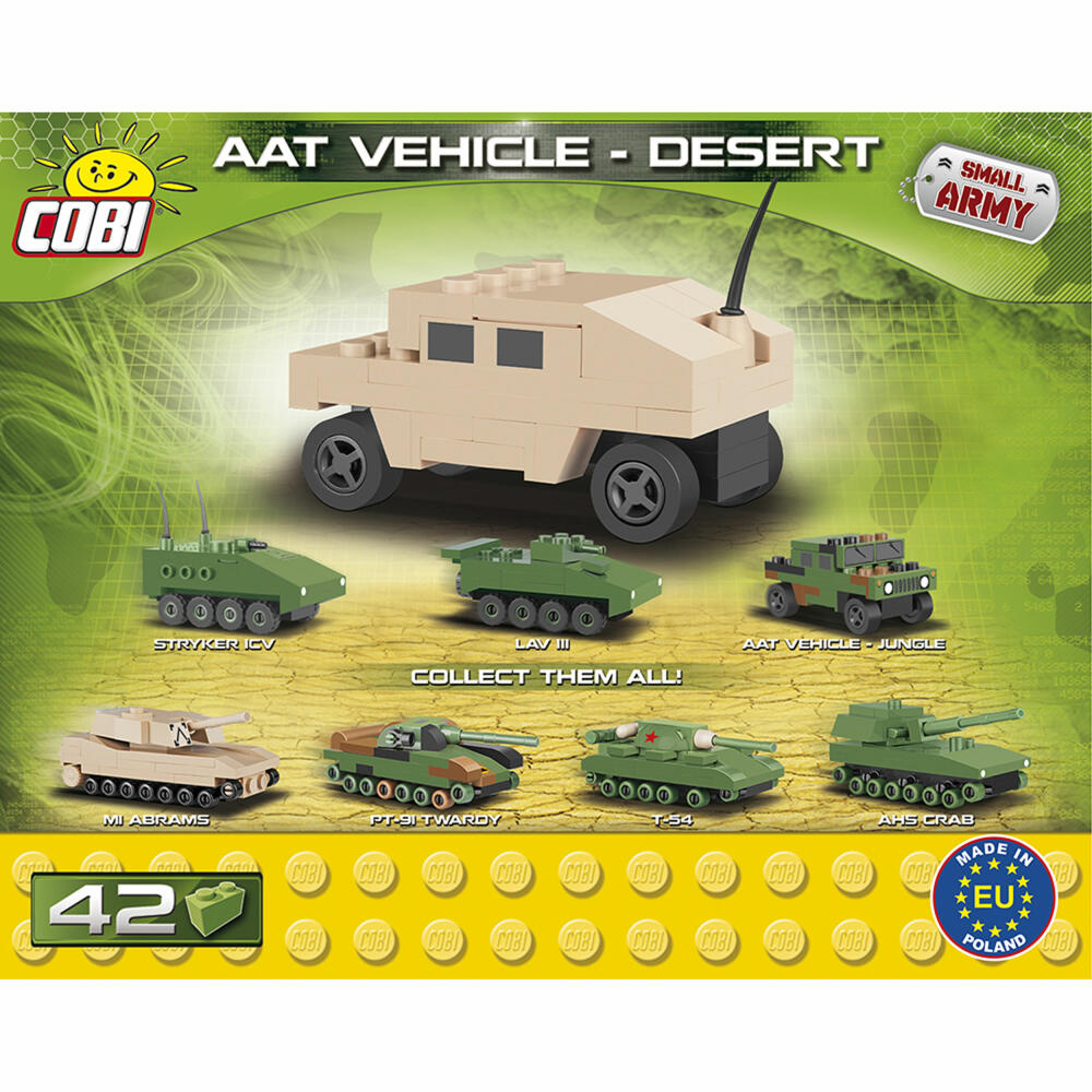 COBI World War 2 Nato AAT Vehicle Desert Nano, Vehicle, Military, Soldiers, Figure, Construction Bricks, 42 Parts, 2244