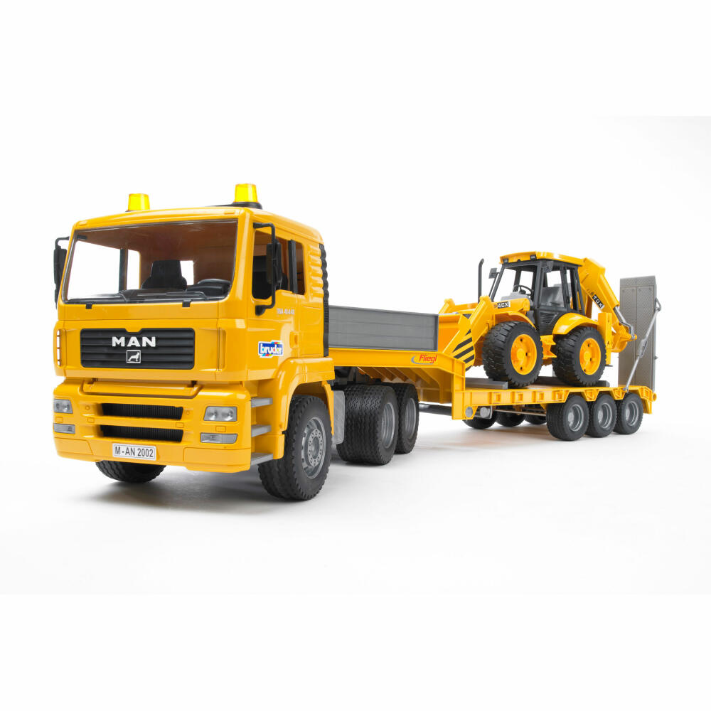 Bruder Construction Vehicles MAN TGA Low Loader, with JCB 4CX Backhoe Loader, Excavator, Model Vehicle, Model Vehicle, Toy, 02776