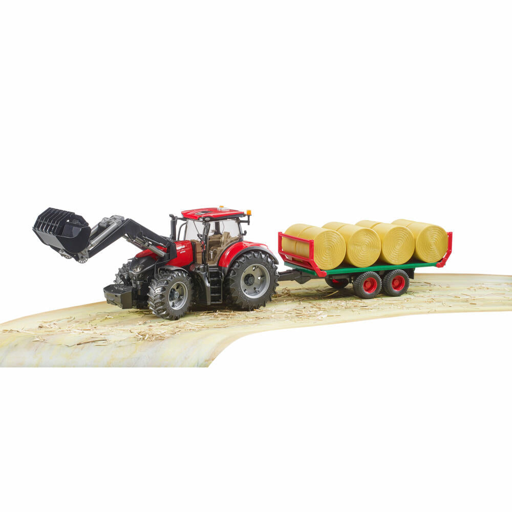 Bruder Agriculture Case IH Optum 300CVX, with front loader, bale transport trailer, model vehicle, model vehicle, toy, 03198