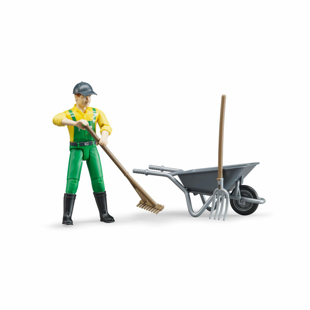 Bruder bworld Figurenset Landwirt, 5-tlg., Schubkarre, Spielfigur, Modell, Spielzeug, 62610