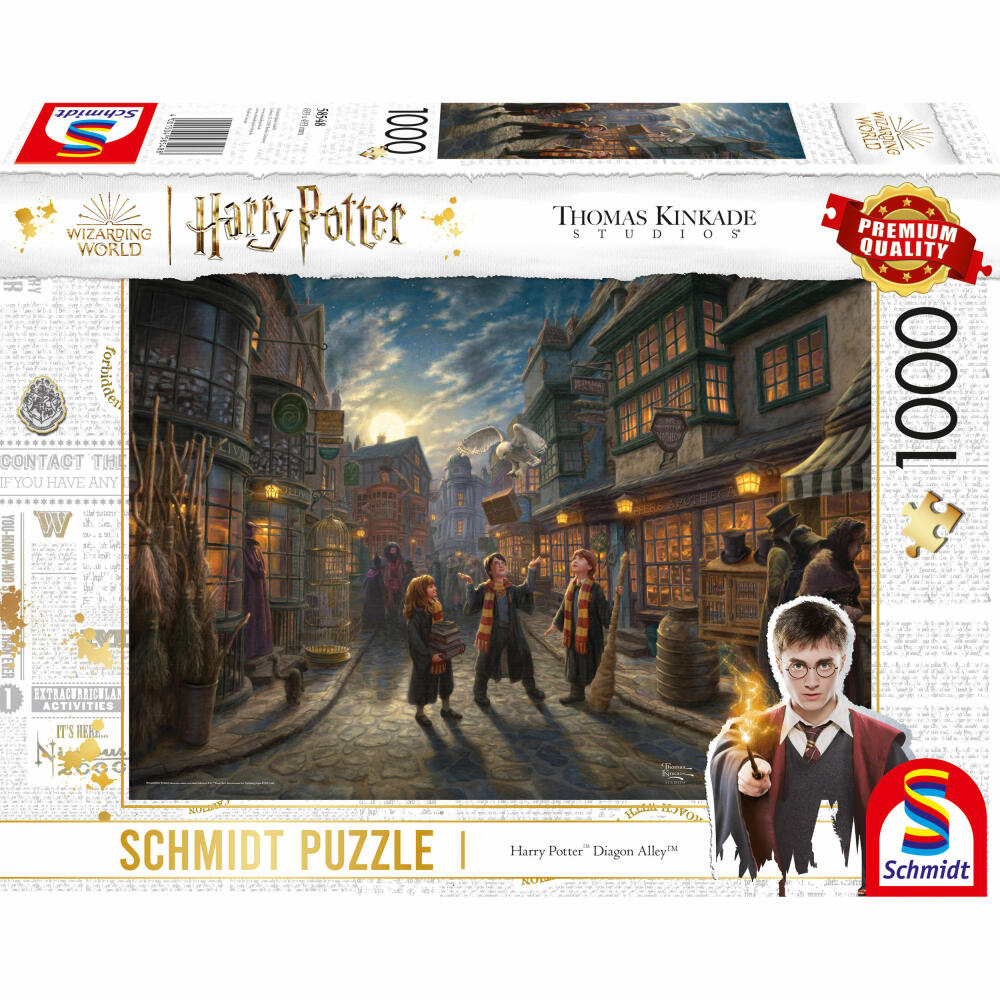 Schmidt Spiele Puzzle Wizarding World Harry Potter Diagon Alley, Thomas Kinkade, Adult Puzzle, 1000 Pieces, 58548