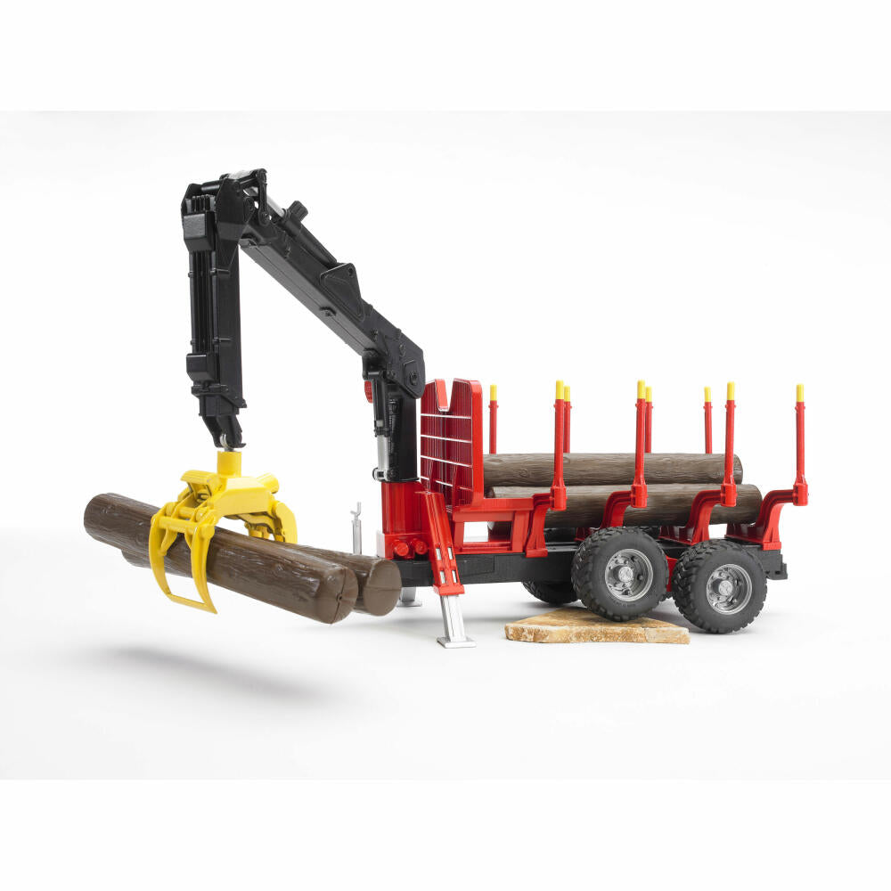 Bruder Forestry Logging Trailer, with Loading Crane and Log Grabber, Model Vehicle, Model Vehicle, Toy, Accessories, 02252