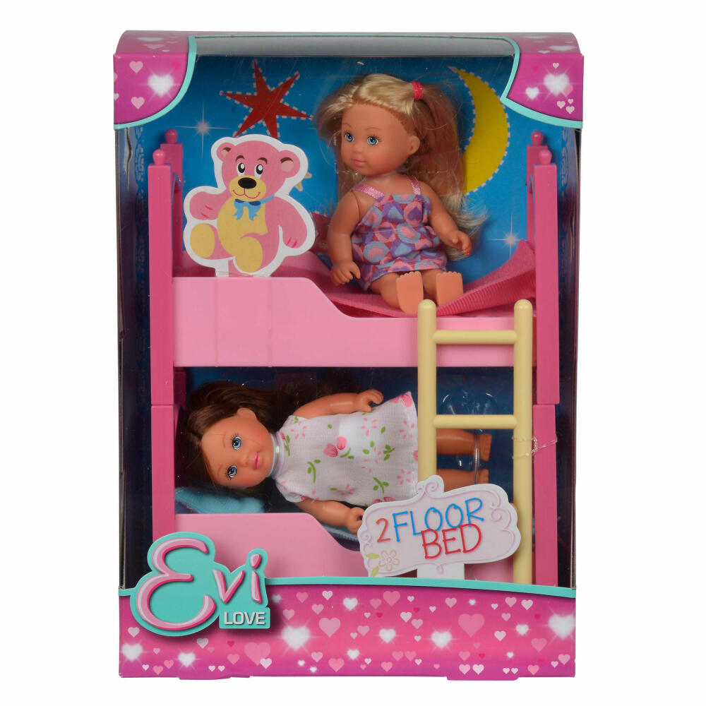 Simba Evi Love bunk bed, bunk bed, double bed, doll, toy, 2 figures, 12 cm, 105733847