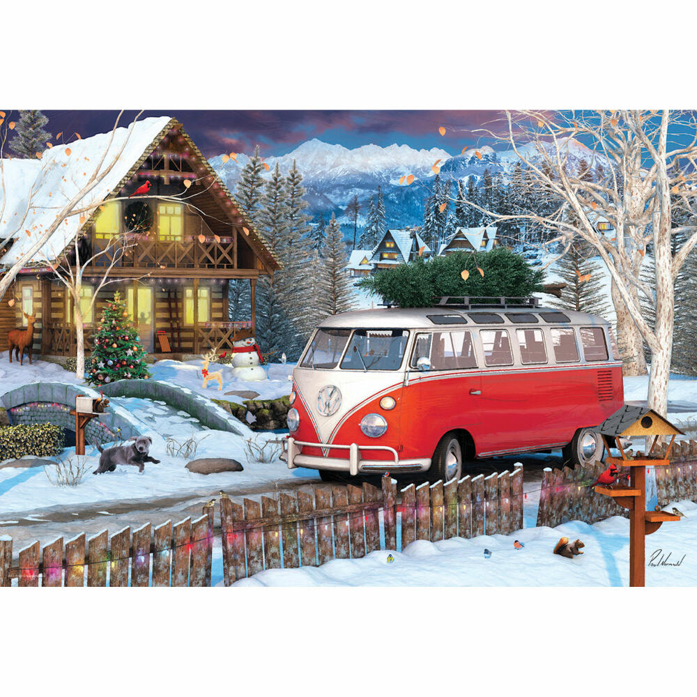 Eurographics Puzzle VW Christmas Bus in Puzzledose, 550 Teile, 33 x 48.3 cm, 8551-5664