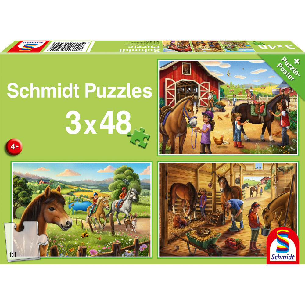 Schmidt Spiele Puzzle My Favorite Horses, Children's Puzzle, Puzzle, 3 x 48 pieces, 56519