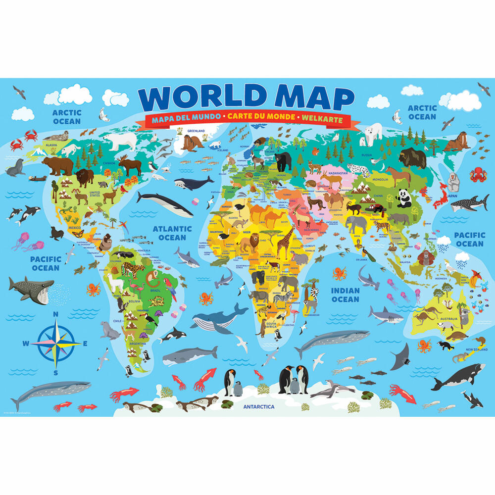 Eurographics Puzzle Weltkarte illustriert, 100 Teile, 48 x 33 cm, 6100-5554