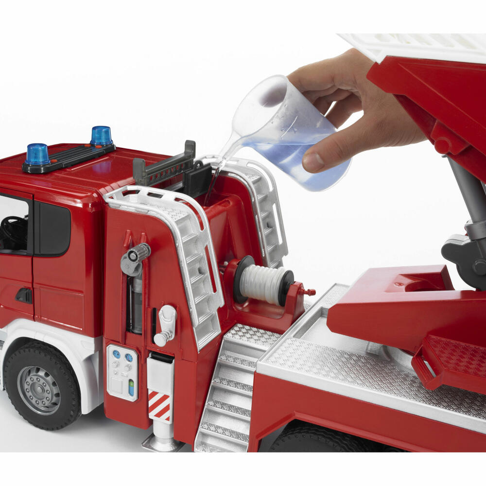 Bruder Emergency Vehicles Scania R-Series Fire Brigade Ladder Truck, with Light & Sound Module, Fire Brigade, Model Vehicle, Model Vehicle, Toy, 03590