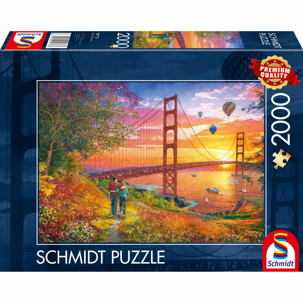 Schmidt Spiele Puzzle Spaziergang zur Golden Gate Bridge, Erwachsenenpuzzle, Standard, 2000 Teile, 59773