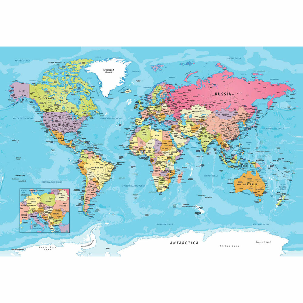 Eurographics Puzzle in Blechdose Weltkarte, Smart Cut, 550 Teile, 33 x 48 cm, 8551-5863