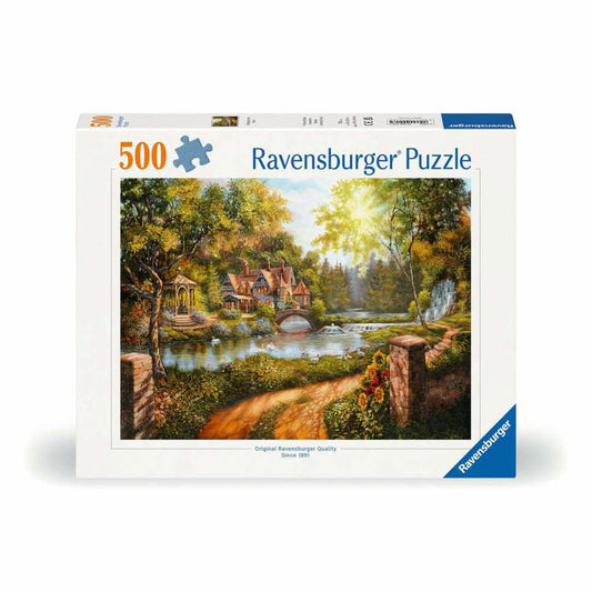 Ravensburger Puzzle Cottage on the River, Adult Puzzle, 500 Pieces, 12000218