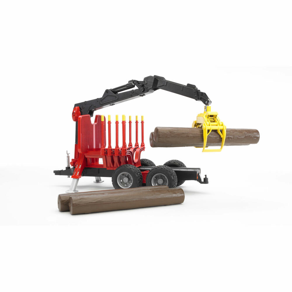 Bruder Forestry Logging Trailer, with Loading Crane and Log Grabber, Model Vehicle, Model Vehicle, Toy, Accessories, 02252