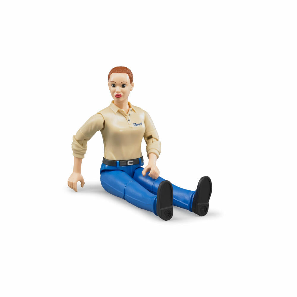 Bruder bworld Frau mit Hellem Hauttyp, Blaue Hose, Spielfigur, Spiel Figur, Modell, Spielzeug, 60408
