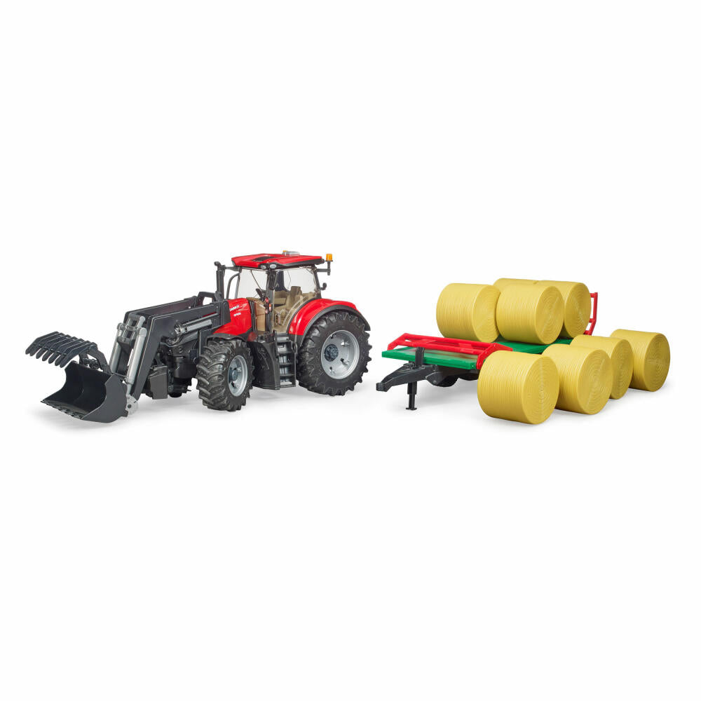 Bruder Agriculture Case IH Optum 300CVX, with front loader, bale transport trailer, model vehicle, model vehicle, toy, 03198