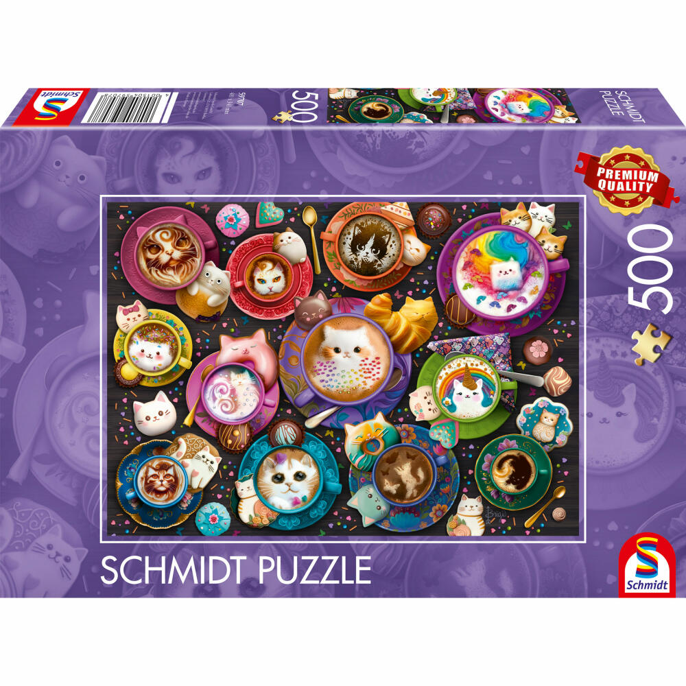Schmidt Spiele Puzzle Kätzchen à la Latte Art, Erwachsenenpuzzle, Standard, 500 Teile, 59707