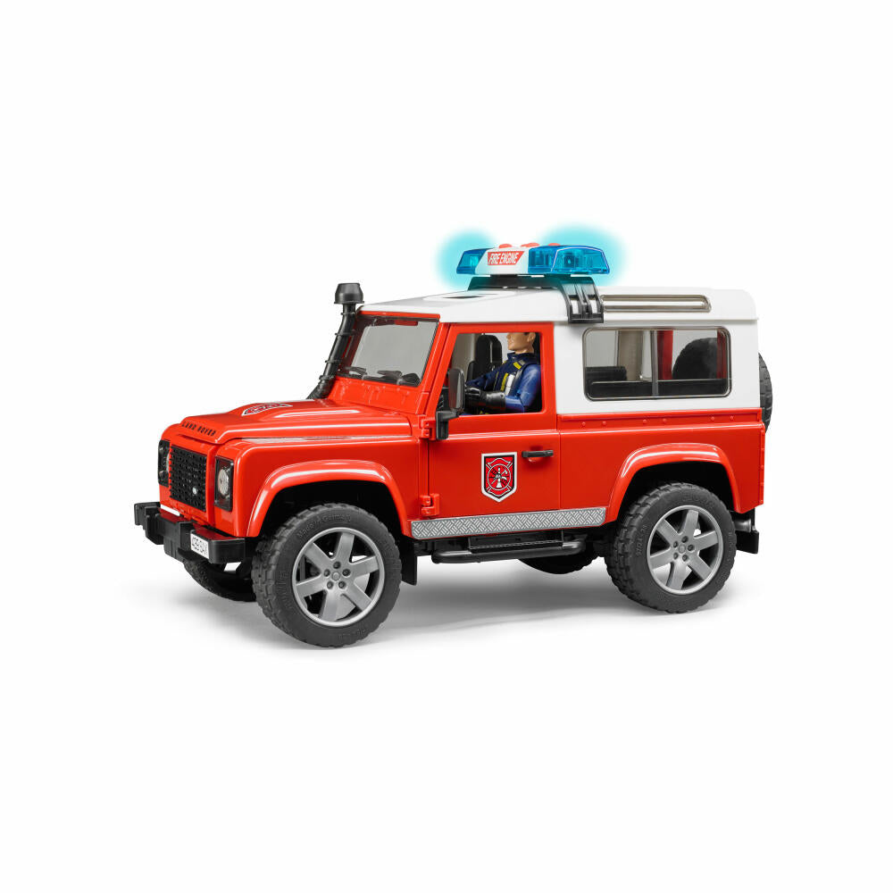 Bruder Emergency Vehicles Land Rover Defender Station Wagon Fire Department, with Fireman, Model Vehicle, Model Vehicle, Toy, 02596