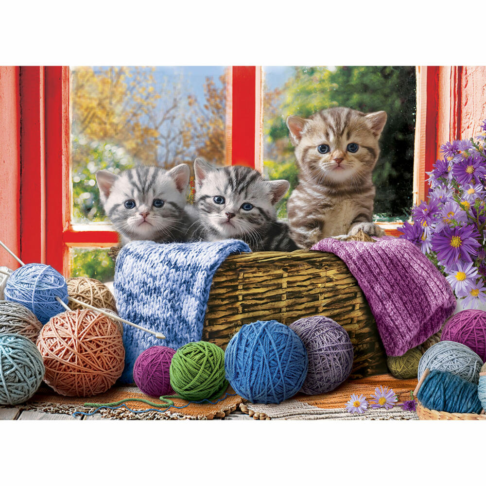 Eurographics Puzzle Strickende Kätzchen, Katzen, 500 Teile, 68 x 48 cm, 6500-5500