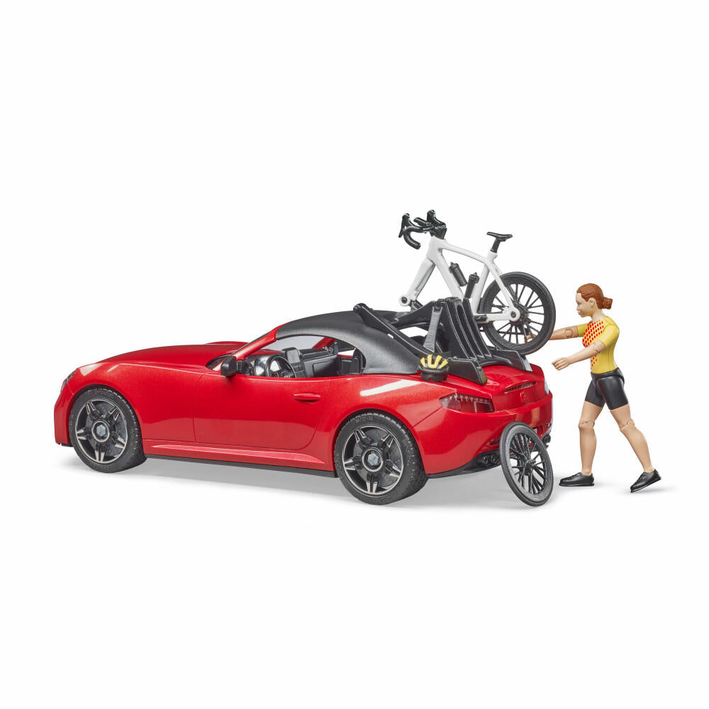 Bruder Leisure Roadster, with racing bike, cyclist, model car, model car, toy, 03485