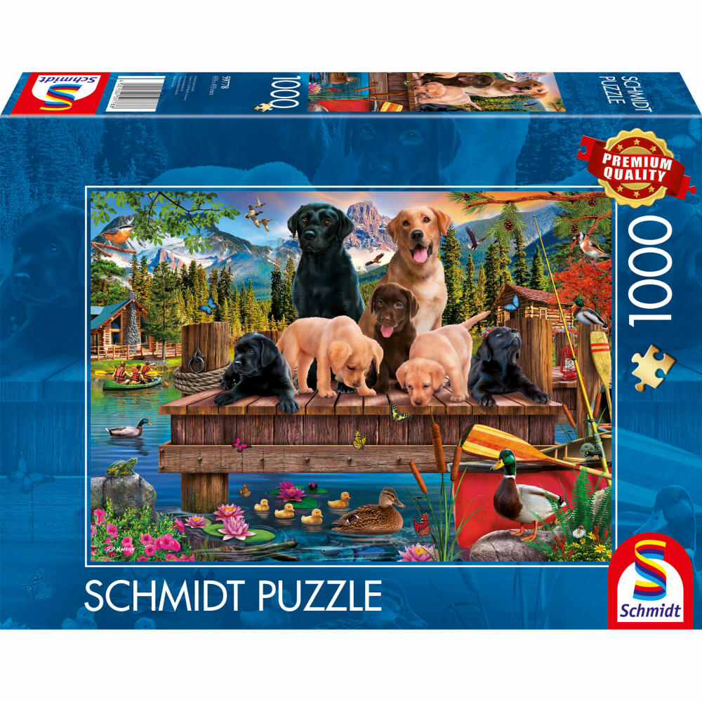 Schmidt Spiele Puzzle Hundefamilie am See, Standard, Erwachsenenpuzzle, 1000 Teile, 59778