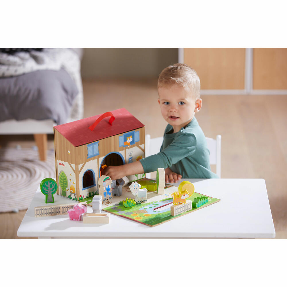 HABA Playset Play World Farm, Wooden Toys, Animal Figures, from 1.5 years, 1306940001