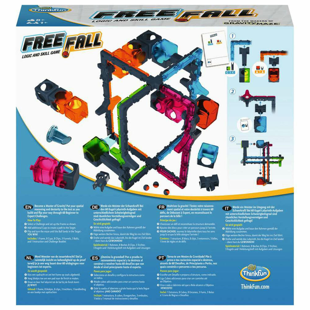 Ravensburger ThinkFun Free Fall, concentration game, thinking game, educational game, 1 player, ages 8 and up, 76548