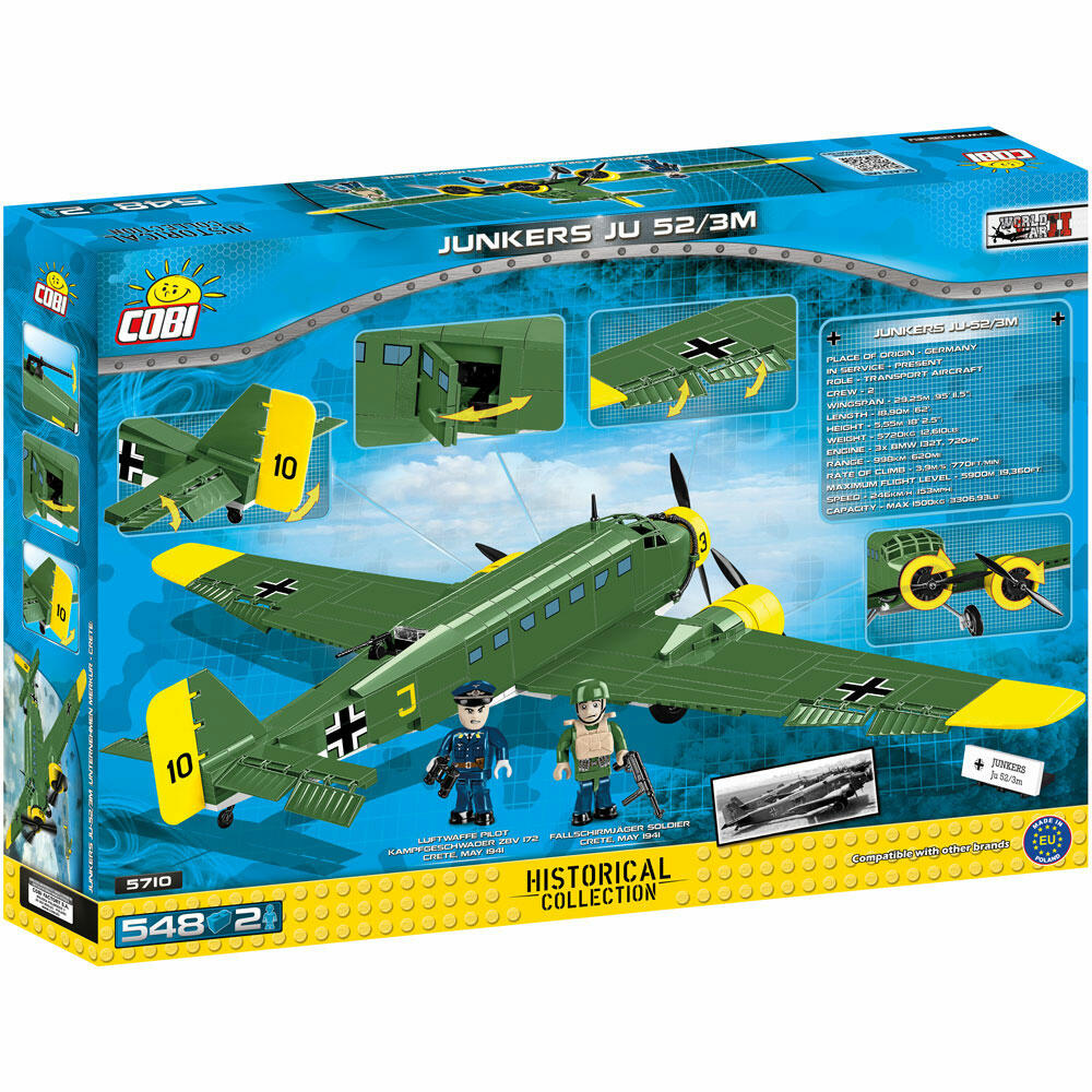 COBI World War 2 Junkers Ju 52/3M, Militär, Soldaten, Flugzeug, Spielzeug, Konstruktionsbausteine, Kunststoff, 548 Teile, 5710