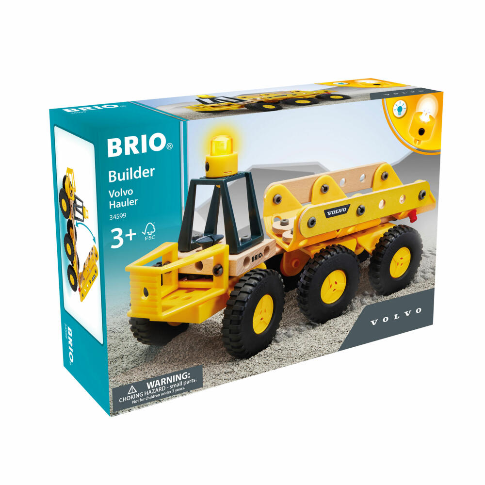 BRIO Builder Volvo Dump Truck, 55 pcs., Construction Kit, Building Set, Toy, Wood, 63459900