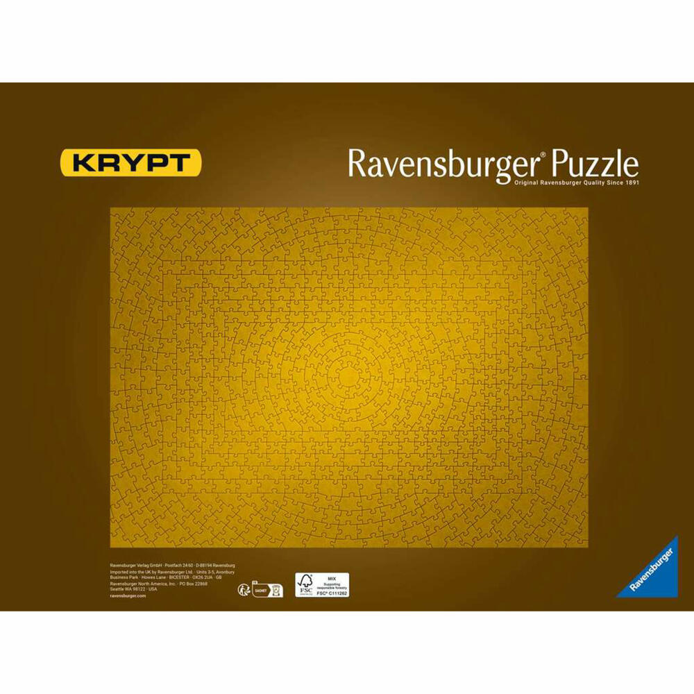 Ravensburger Puzzle Krypt Gold, Erwachsenenpuzzle, 631 Teile, 12000047