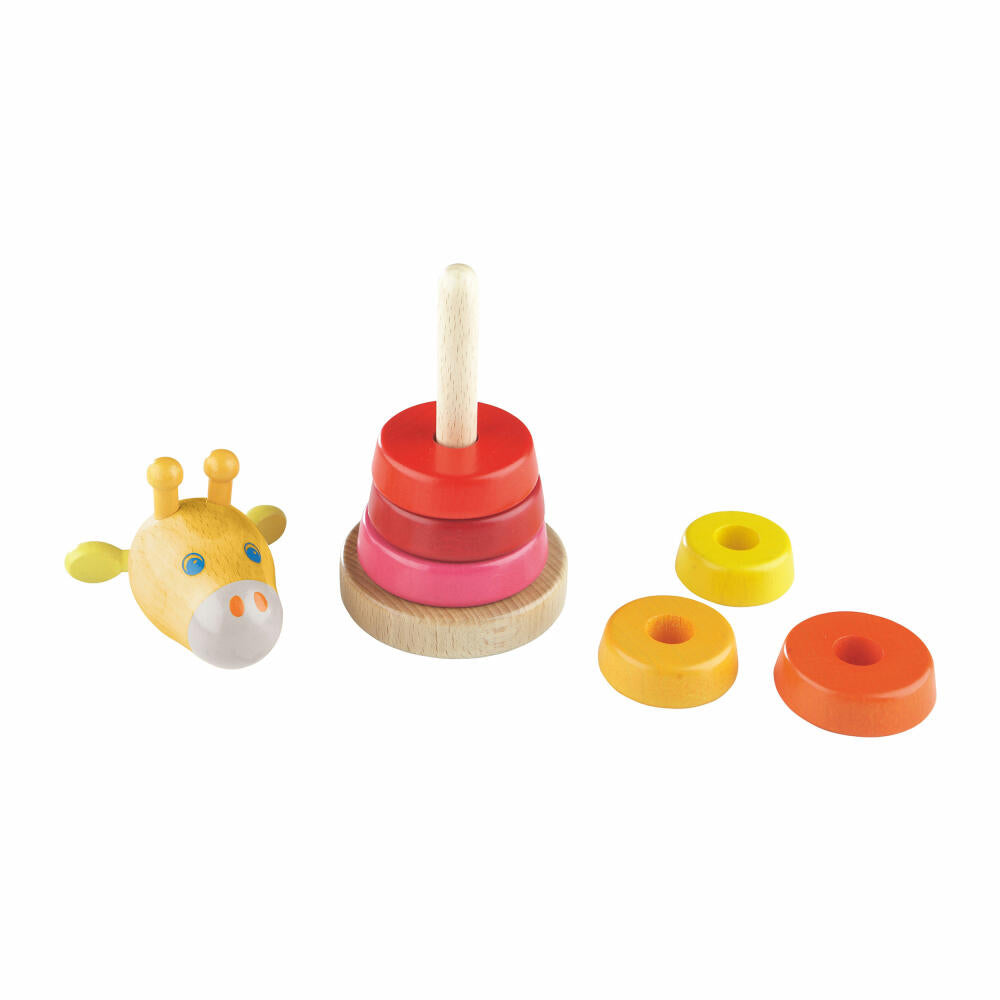 HABA Steckspiel Giraffe, 8-tlg., Stapelspiel, Sortierspiel, Holzspielzeug, 302914