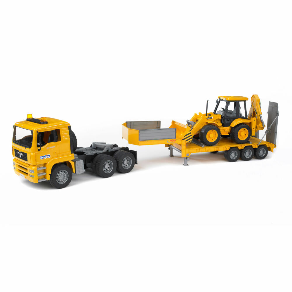 Bruder Construction Vehicles MAN TGA Low Loader, with JCB 4CX Backhoe Loader, Excavator, Model Vehicle, Model Vehicle, Toy, 02776