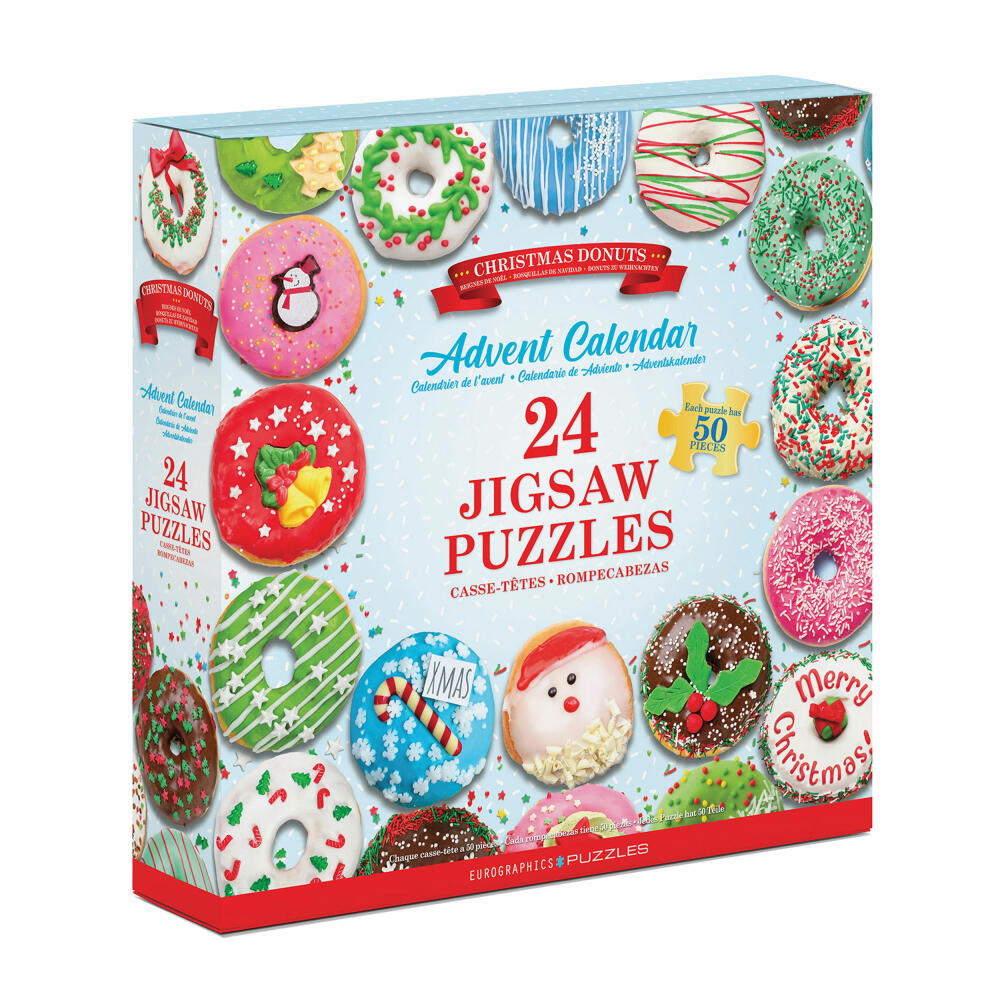 Eurographics Puzzle-Adventskalender - Christmas Donuts, 24 x 50 Teile, 12.5 x 12.5 cm, 9924-5806