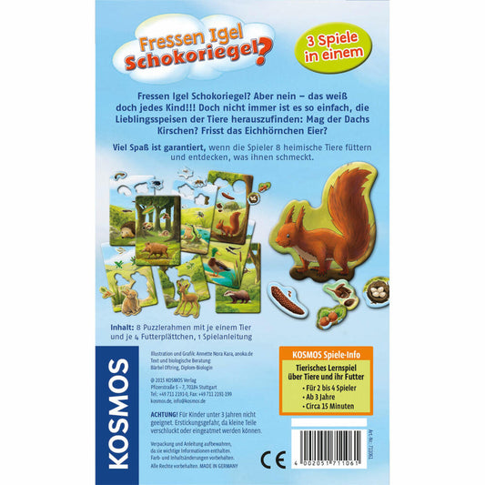 KOSMOS Kinderspiele Fressen Igel Schokoriegel?, Kinder Spiel, Wissen über Tiere und ihre Lebensräume, ab 3 Jahren, 711061