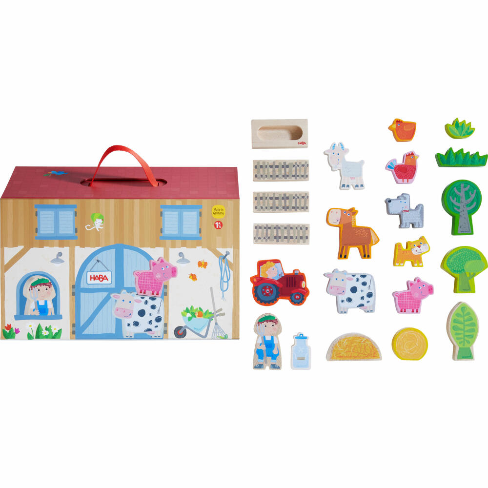 HABA Playset Play World Farm, Wooden Toys, Animal Figures, from 1.5 years, 1306940001