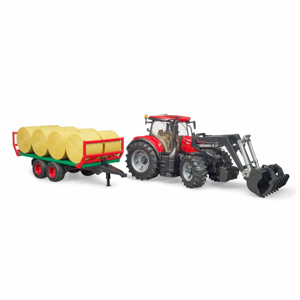 Bruder Agriculture Case IH Optum 300CVX, with front loader, bale transport trailer, model vehicle, model vehicle, toy, 03198