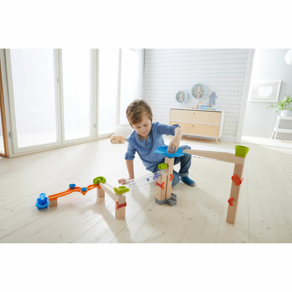 HABA Kugelbahn Grundpackung Marble Twister, Murmelbahn, Kugel Bahn, Holz, 32-tlg., 303964