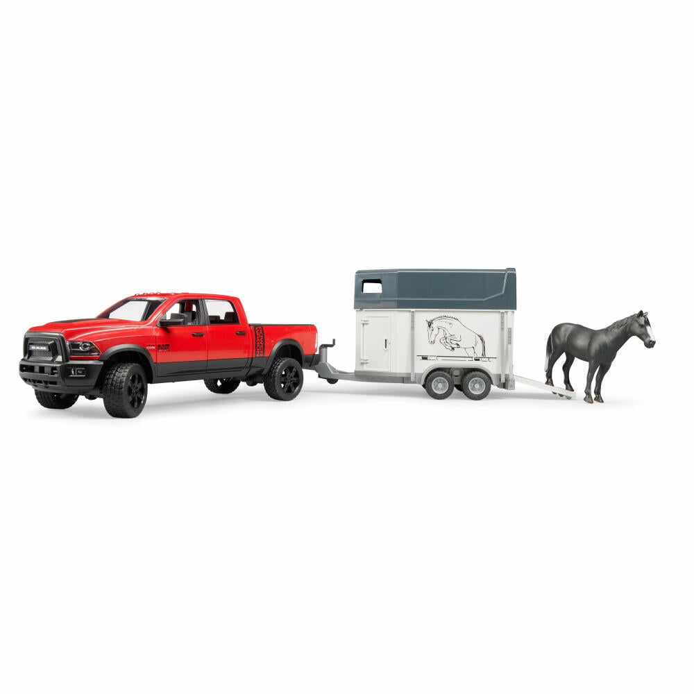 Bruder Freizeit RAM 2500 Power Wagon, mit Pferdeanhänger und Pferd, Pick Up Truck, Modellfahrzeug, Modell Fahrzeug, Spielzeug, 02501