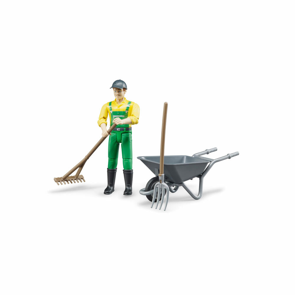 Bruder bworld Figurenset Landwirt, 5-tlg., Schubkarre, Spielfigur, Modell, Spielzeug, 62610