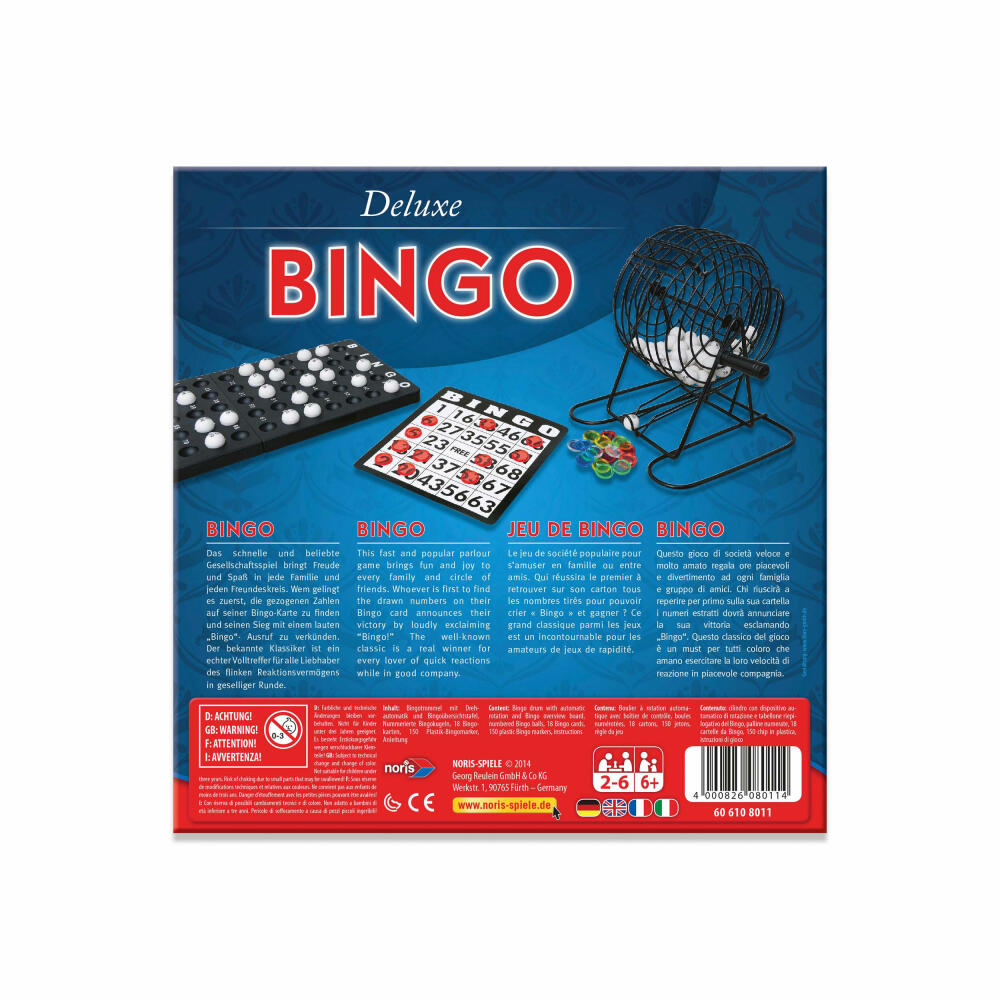 Noris Deluxe Bingo, Bingo game, board game, family, children, game, 606108011
