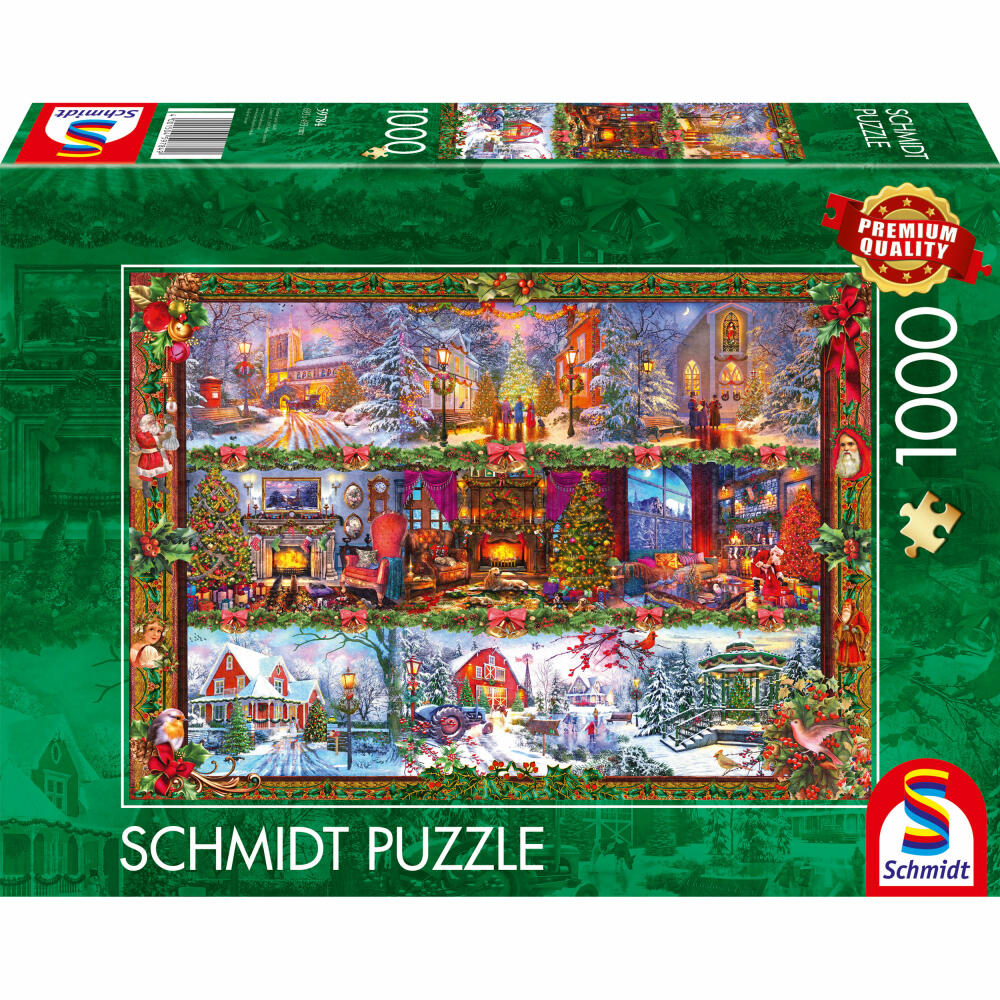 Schmidt Spiele Puzzle Fröhliche Weihnachtszeit, Standard, Erwachsenenpuzzle, 1000 Teile, 59784